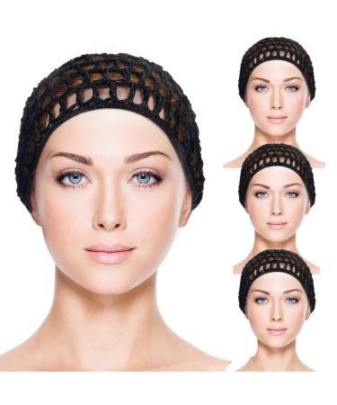 4Pcs Hair Nets for sleeping in Crochet Cap Hair Mesh Crochet Mesh Hair Net Knit Snood Hat Mesh Crochet Hair Net for Soft Rayon Sleeping Crochet Hairnet Hair for Sleeping Hair Accessories 5.6in*5.6in