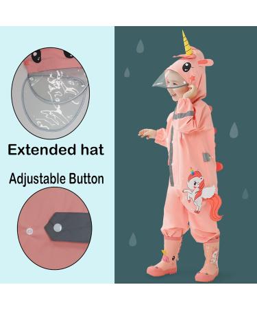 Fewlby Kids Puddle Suit Rain Suit Boys Girls Waterproof Overalls S Size 1-2 Years Pink - Buy Online on SooperMarket.com