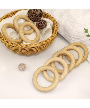 Ruby 8-Piece Natural Wooden Bite Rings | Eco-Friendly Baby Teething Toys & Handicraft Tools ( 70mm) - Buy Online on SooperMarket.com
