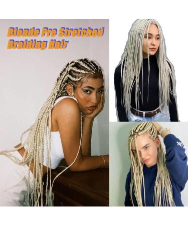 Leeven 26'' Pre Stretched Braiding Hair Extension 8 Packs Yaki Straight EZ Braids Natural Blonde Low Temperature Synthetic Hair Fibers for Braiding /26 Inch 613# 26 Inch (Pack of 8) 613# - Buy Online on SooperMarket.com