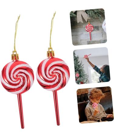 HOLIDYOYO 4pcs Lollipop Pendant Christmas Tree Hanging Peppermint Fake Christmas Candy Lollipops Red Plastic Red 11.60X5.00X1.60CM - Buy Online on SooperMarket.com
