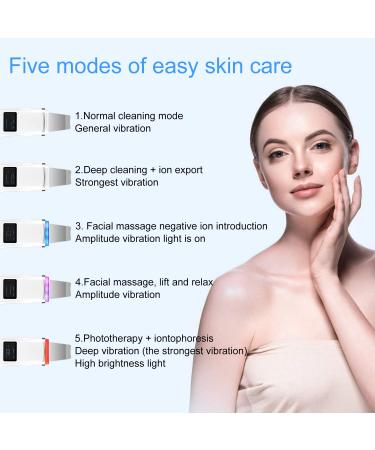 Skin Scrubber Face Spatula Exfoliator & Blackhead Remover with 5 Modes LED Display - Facial Pore Cleaner & Comedones Extractor for Deep Cleansing - Buy Online on SooperMarket.com