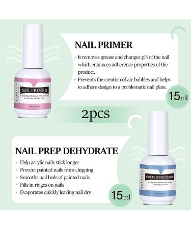 TOMICCA Nail Dehydrator and Primer Set - Professional Acid-Free Natural Prep Dehydrator for Acrylic Powder and Gel Nail Polish 15ml/0.52oz - Buy Online on SooperMarket.com