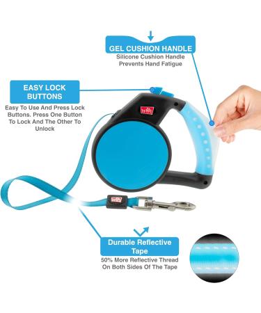 Retractable Gel Dog Leash Handle - Medium Blue - Buy Online on SooperMarket.com
