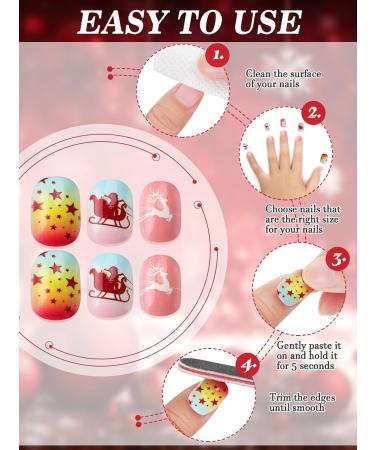 Kalolary 288PC Christmas Press-On Nails for Kids | Fun 3D Santa Snowman Tree Designs | Holiday Nail Art Decoration - Buy Online on SooperMarket.com