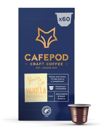 CafePod Flavoured Coffee Pods Nespresso Compatible Vanilla 60 Aluminium Capsules Vanilla 60 count (Pack of 1)