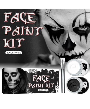 Professional Halloween Cosplay Makeup - Black & White Face Body Paint Set with Brushes | Large Capacity Palette for Full Coverage - Buy Online on SooperMarket.com