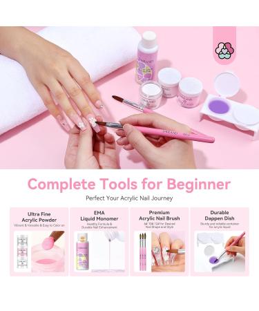 Saviland Acrylic Nail Kit for Beginners - Complete Set with Keratin Powder EMA Monomer Nail Lamp & 100 Tips for Home Practice - Buy Online on SooperMarket.com