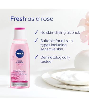 NIVEA Rose Care Face Toner for All Skin Types Rose Water for Face Tones and Refines Pores Rose Water Toner With No Drying Alcohol Dermatologically-Tested Skin Care 200mL Transparent - Buy Online on SooperMarket.com
