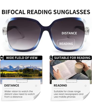 Shop JM Bifocal Reading Sunglasses for Women - Oversized UV Protection Sun Readers with Clear Blue Lenses (2.5x) - Buy Online on SooperMarket.com