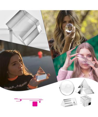 MerryNine 4 Pack Crystal Photography Kits - Lens Ball, Cube, Prism, Pyramid for Light Spectrum Art - Buy Online on SooperMarket.com
