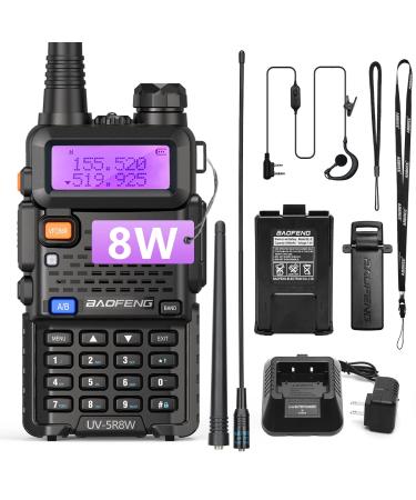 BaoFeng UV-5R 8W High Power Two Way Radio Ham Radio Dual Band Portable Radio Tri-Power Handheld Walkie Talkies with AR-771 Antenna Black-1Pack