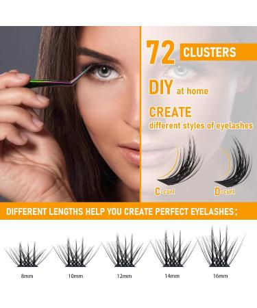 72 PCS B & Q DIY Individual Eyelashes - Reusable Wispy Fluffy Eyelash Extensions for Beginners (B20 D-8-16 Mix) - Buy Online on SooperMarket.com