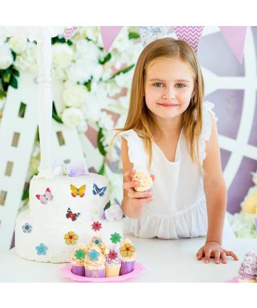 Caromoriber House 100 Pack Edible Butterfly Cupcake Toppers Wafer Paper Cake Dessert Toppers Edible Flowers and Butterflies for Cakes 3D Cake Butterfly Topper for for Birthday Party - Buy Online on SooperMarket.com