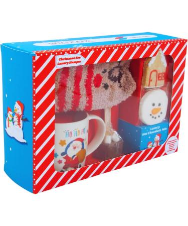 Christmas Eve box for Kids Adults - Luxury Hot Chocolate Hamper -Red and White Candy Canes Santa Mug Gingerbread Man Instant Hot Chocolate Powder Warm Socks Toppers Stirrer - Xmas Gifts Boy Girl - Buy Online on SooperMarket.com