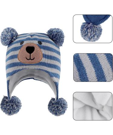 KAKU NANU Toddler Winter Hat with Double Pom Pom | Fleece Lined Beanie for Boys & Girls 1-2 Years | Blue-Grey - Buy Online on SooperMarket.com