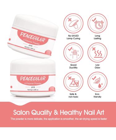 PEACECOLOR 8G 2PCS Pink Acrylic Powder Set Acrylic Nail Kit Professional Acrylic Nail Powder Polymer Powder for Nail Acrylic Extension and Carving No Nail Lamp Needed for Home DIY Nail Art color 176 - Buy Online on SooperMarket.com