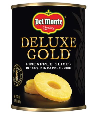DEL MONTE DELUXE GOLD Pineapple Slices in 100% Juice, Canned Fruit, 20 oz Can