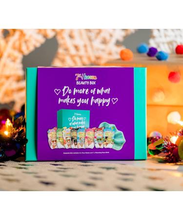 7th Heaven Beauty Box of Treats Gift Set | 8 Face Masks Inspirational Box & Cleansing Cloth - Perfect International Gift - Buy Online on SooperMarket.com