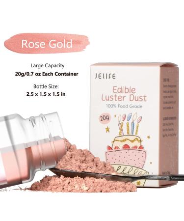Jelife Rose Gold Edible Luster Dust - 20 grams Food Grade Cake Dust Shimmer Powdered  Tasteless Edible Metallic Powder Food Coloring for Cake Decorating  Chocolates  Fondant  Painting & More  Vegan Rose-Gold - Buy Online on SooperMarket.com
