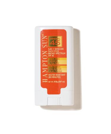 Hampton Sun SPF 45 Mineral Face Stick 0.67 oz. - Non-Whitening Broad Spectrum Sunscreen Stick with Avocado Oil - Vegan Luxury Sunscreen - Buy Online on SooperMarket.com