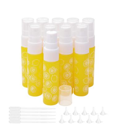 PXYELEC 10 x spray bottle 10 ml refillable empty yellow glass-fog spray bottles with 10 funnels and 5 drops perfect for dosing light density perfume lotions for essential oils