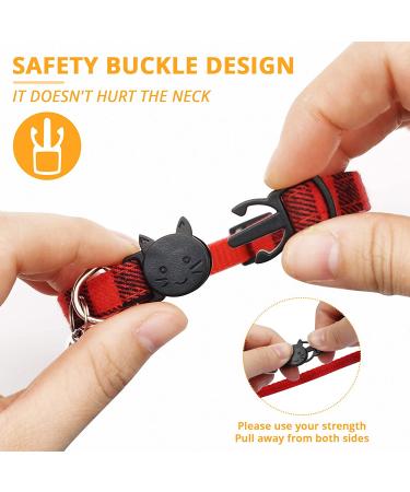 MJIYA Red Grid Dog and Cat Collar with Bell | Adjustable Plastic Buckle | Medium Size - Buy Online on SooperMarket.com