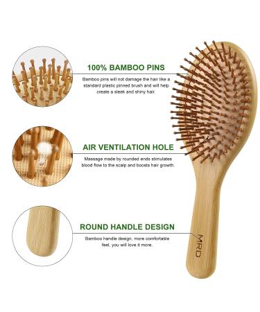 MRD Natural Bamboo Hair Brush Set - Wide-Tooth Paddle Comb for Women Men Kids - Ideal for Thick Thin Curly Dry Hair - No Bristle Detangling Kit - Buy Online on SooperMarket.com