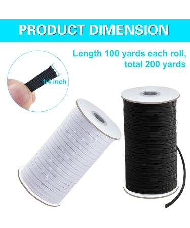 Coopay 200 Yards Length 1/4 Width Elastic Cord, 2 Rolls - 100 Yards/Roll, Heavy Stretch Elastic Spool Knit for Sewing, Black and White 1/4 Inch - Buy Online on SooperMarket.com