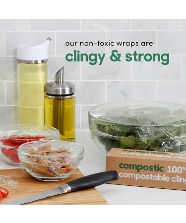 Compostic Home Compostable Cling Wrap - Eco Friendly Reusable Food Wrap, 150 SQ.FT (2 Pack) - Buy Online on SooperMarket.com