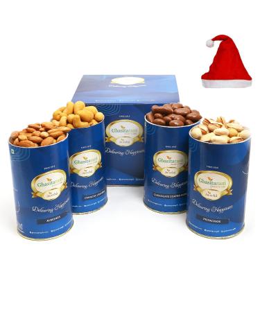 Jaiccha Ghasitaram Christmas Gifts Crunchy Cashews Almonds Pistachios Chocolate Almonds Cans Cashews Almonds Pista Choco Almonds Cans Cap