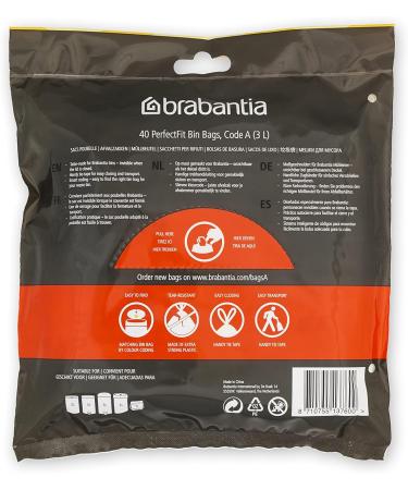 Brabantia Perfectfit Donation Pack Garbage Bags A (3L) - Extra Strong White (40 Bags) - Buy Online on SooperMarket.com