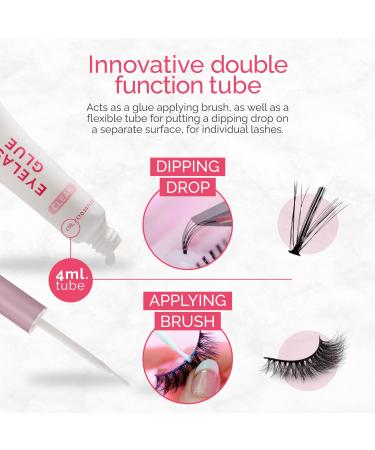 Renata Beauty 24-Hour Transparent Lash Glue for False Eyelash Extensions - Waterproof, Dual-Function Brush Tube - Compatible with Glue Remover - Buy Online on SooperMarket.com