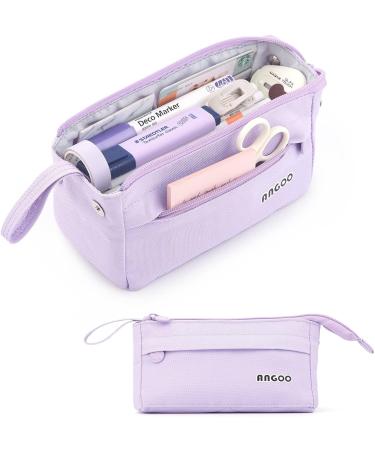 ANGOOBABY Large Capacity Pencil Case Durable Pen Pouch Portable Pencil Bag with Handle for School Teen Girl Boy Men Women Adults purple - Buy Online on SooperMarket.com