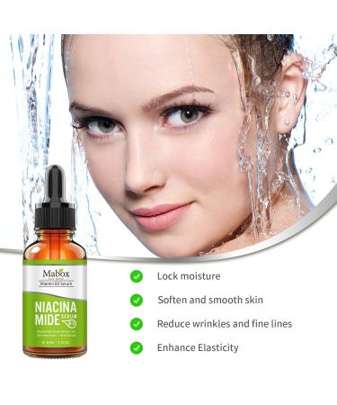 Buy Mabox Facial Serum with Vitamin B3 Niacinamide - Reduce Pore Size Tightens Skin Fights Acne & Fades Blemishes - Deep Hydration (1 Fl Oz) - International Shipping Available - Buy Online on SooperMarket.com
