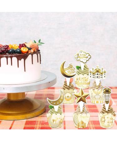 Lets Joy Pack of 12 Eid Mubarak Toppers 12 Pieces Ramadan Cake Decoration Wrappers Ramadan Kareem Topper Cupcake Glitter Muslim Islam Cupcake Eid Mubarak Cake Party Decoration - Buy Online on SooperMarket.com