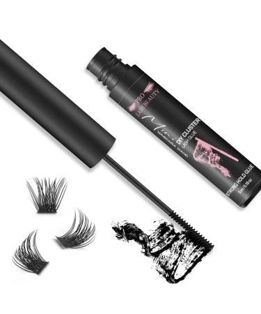 Cluster Lash Glue Individual Cluster Lashes Glue for DIY Eyelash Extension Lash Bond Glue Mascara Wand Super Strong Hold 48 Hours WaterProof Latexfree (5ml Black) 5.00 ml (Pack of 1) Black