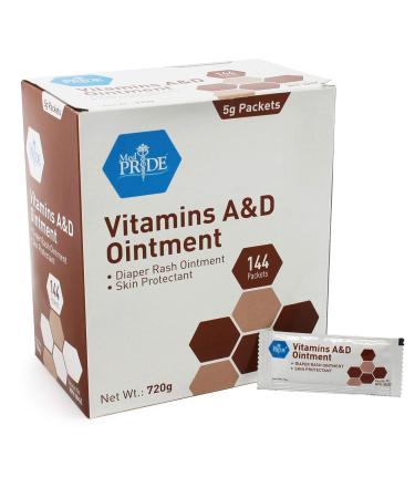 Medpride Vitamin A & D Skin Protectant Ointment| for Body Chaffing, Diaper Rash, Cuts, Dry-Cracked Hands/Feet/Face| 5g Packets, 144-Packets| Lanolin & Petrolatum Formula| for Men, Women & Baby Skin