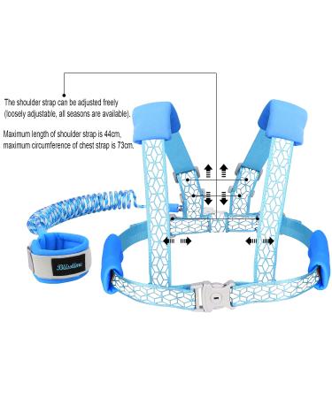 Blisstime Reflective Toddler Leash - 2 in 1 Anti Lost Wrist Link & Harness for Toddlers - Child Safety Leash in Blue - Buy Online on SooperMarket.com