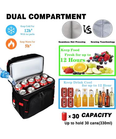 Insulated Cooler Backpack - Waterproof & Leak Proof - 30 Can Capacity - Keeps Food and Drinks Hot/Cold for 12 Hours - Red - Buy Online on SooperMarket.com