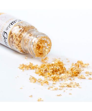Edible Gold Flakes, 100mg 24k Drink Glitter Edible Powder, Pure Gold Sprinkles for Cake Toppers, Chocolate Cake Decorating, Skin Care and Food Coloring 0.0035 Ounce (Pack of 1)