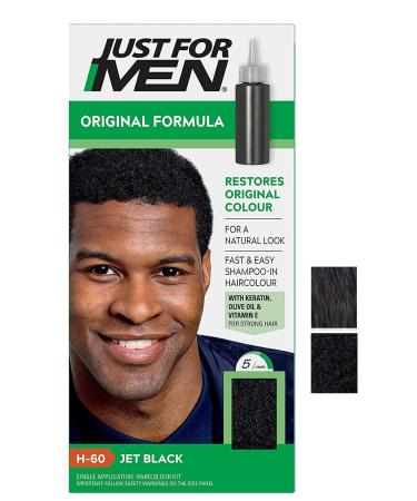 Just For Men Original Formula Jet Black Hair Dye Targets Only The Grey Hairs Restoring The Original Colour For a Natural Look H60 H60 - Jet Black Single