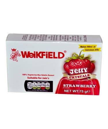 Weikfield Strawberry Flavour Vegetarian Jelly 75g - Ideal to servce in Summer Parties Christmas with Pudding