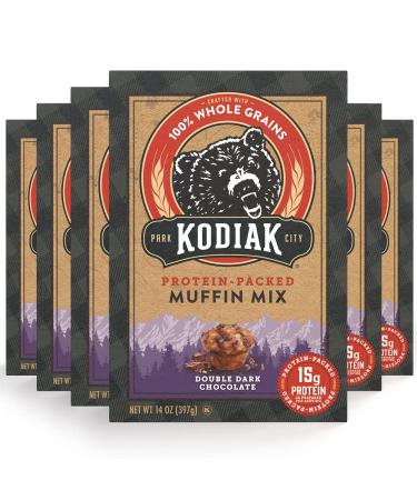 Kodiak Cakes Power Bake Muffin Mix - Double Dark Chocolate Protein Muffin Mix - 100% Whole Grain Chocolate Chip Muffins - Chocolate Muffin Baking Mix, 14 Ounce (Pack of 6) Double Dark Chocolate - 6 pck