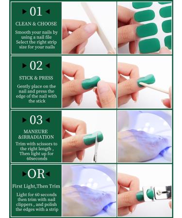 Kalolary 32PCS Green Gel Nail Polish Strips | Waterproof Adhesive Nail Art Stickers | UV/LED Lamp Required - Buy Online on SooperMarket.com