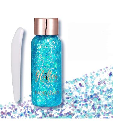 Body Glitter Gel Face Glitter Mermaid Chunky Glitter Hair Glitter Body Festival Glitter Eyeshadow Sequins Glitter for Face Body Eye Hair Nails Makeup Long Lasting Sparkling(LightBlue) 106#LightBlue