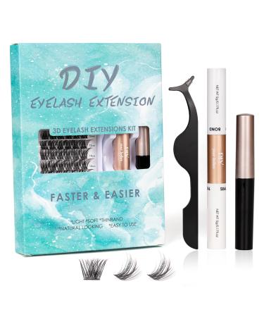 SISILILY Lash Extension Kit Individual Lashes 72 Lash Clusters with Lashes Bond and Seal C D Curl Individual Cluster Eyelashes DIY Lash Extensions Reusable False Eyelashes Wispy Fluffy (S01-mix)