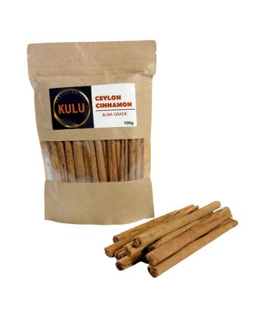 KULU Pure Ceylon Cinnamon Quills(Sticks) Alba Grade 100g Resealable Pouch