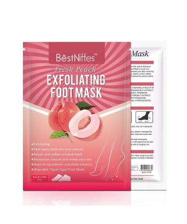 5-Pack Peach Foot Mask for Soft Callus and Dead Skin Removal - Exfoliating Socks for Dry Rough Heels Treatment - Natural Beauty Feet Mask - Buy Online on SooperMarket.com