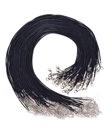 Paxcoo 50Pcs 18" Black Waxed Necklace Cord for Jewelry Making 18 Inches
